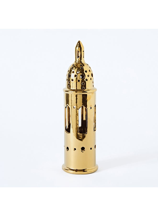 Home Box Ceramic Lantern Accent - Gold Finish - Image 5